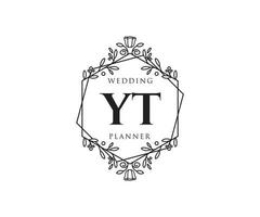 yt initiales lettre collection de logos de monogramme de mariage, modèles minimalistes et floraux modernes dessinés à la main pour cartes d'invitation, réservez la date, identité élégante pour restaurant, boutique, café en image vectorielle vecteur