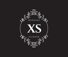 collection de logos de monogramme de mariage lettre initiales xs, modèles minimalistes et floraux modernes dessinés à la main pour cartes d'invitation, réservez la date, identité élégante pour restaurant, boutique, café en image vectorielle vecteur