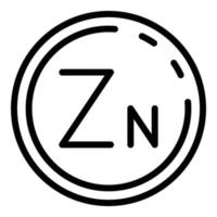 vecteur de contour d'icône d'élément zn. minéral alimentaire