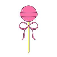 bonbon rose sur un bâton avec un arc pour le style rétro de la saint valentin vecteur