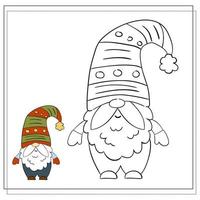 livre de coloriage pour enfants. gnome de noël de dessin animé. vecteur