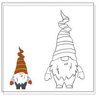 livre de coloriage pour enfants. gnome de noël de dessin animé. vecteur