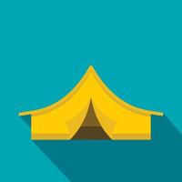 icône de tente touristique jaune, style plat vecteur
