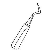 icône de sonde de crochet de dentiste, style de contour vecteur