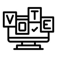 vecteur de contour d'icône de moniteur de vote. scrutin en ligne