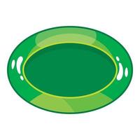 icône de bouton vert ovale, style cartoon vecteur