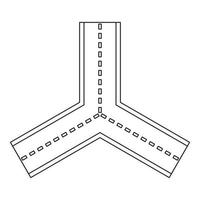 icône de route fourchue, style de contour vecteur
