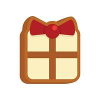 icône de boîte cadeau pain d'épice vecteur isolé plat
