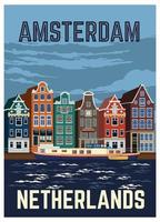 conception d'affiche de vacances vintage d'amsterdam, parfaite pour la conception de t-shirts et la marchandise vecteur