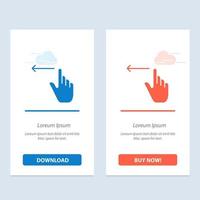 gestes du doigt main gauche bleu et rouge téléchargez et achetez maintenant le modèle de carte de widget web vecteur