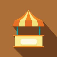 comptoir commercial orange avec icône de tente, style plat vecteur