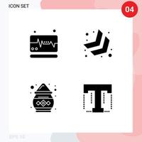 interface mobile glyphe solide ensemble de 4 pictogrammes d'éléments de conception vectoriels modifiables de texte de couleur de flèche de poudre médicale vecteur