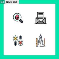 symboles d'icônes universels groupe de 4 couleurs plates modernes de recherche recherche signe d'enveloppe de vacances éléments de conception vectoriels modifiables vecteur