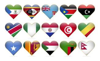 coeur drapeaux nationaux du monde modèle de conception réaliste vecteur