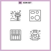 pack d'icônes vectorielles stock de 4 signes et symboles de ligne pour les produits de palme dispositifs islamiques film éléments de conception vectoriels modifiables vecteur