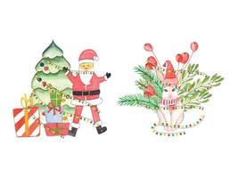 ensemble de clipart de noël aquarelle pour t-shirt, sublimation, carte de voeux, impressions et arrière-plan. vecteur de sublimation joyeux noël