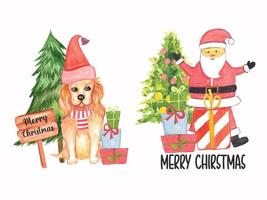 ensemble de clipart de noël aquarelle pour t-shirt, sublimation, carte de voeux, impressions et arrière-plan. vecteur de sublimation joyeux noël