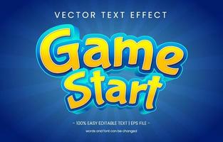 panneau de style graphique d'effet de texte de début de jeu vecteur