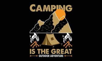 conception de t-shirt de camping vecteur