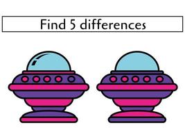 trouver 5 différences, jeu de page éducatif pour les tout-petits vecteur