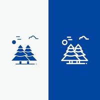 alpin arctique canada pins scandinavie ligne et glyphe icône solide bannière bleue ligne et glyphe icône solide bannière bleue vecteur