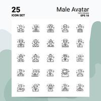 25 jeu d'icônes d'avatar masculin 100 fichiers eps modifiables 10 idées de concept de logo d'entreprise conception d'icône de ligne vecteur