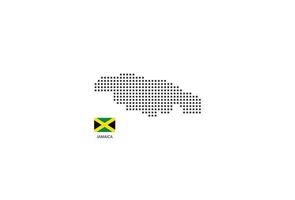 Carte en pointillés de pixels carrés vectoriels de la Jamaïque isolée sur fond blanc avec le drapeau de la Jamaïque. vecteur