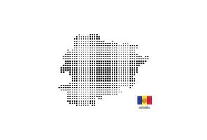 Carte en pointillés de pixels carrés vectoriels d'Andorre isolée sur fond blanc avec le drapeau de la Turquie. vecteur