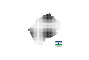 Carte en pointillés de pixels carrés vectoriels du lesotho isolé sur fond blanc avec le drapeau du lesotho. vecteur