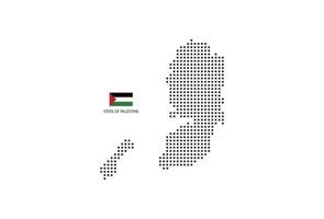 Carte en pointillés pixel carré vectoriel de l'état de Palestine isolé sur fond blanc avec le drapeau de l'état de Palestine.