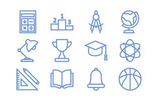 collection d'icônes de contour plat de l'éducation vecteur