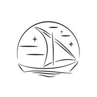 illustration asiatique bateau à voile traditionnel dhow navire logo vector design