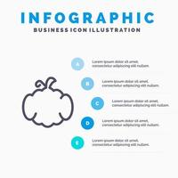 cucurbitacées halloween citrouille canada ligne icône avec 5 étapes présentation infographie fond vecteur