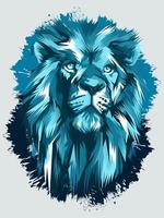 illustration vectorielle tête de lion bleu vecteur