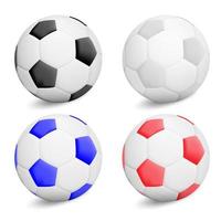 ensemble de ballon de football de couleur 3d réaliste de vecteur avec ombre isolé sur fond blanc. illustration de symbole de sport de football.