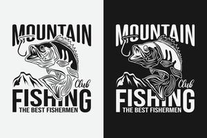 club de montagne pêchant la conception de t-shirt de lettrage des meilleurs pêcheurs vecteur