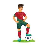 l'athlète de football du portugal porte le vecteur d'illustration de dessin animé de maillot de l'équipe nationale