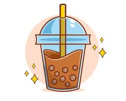illustration de dessin animé mignon thé au lait à bulles vecteur