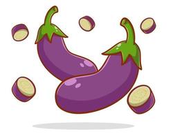 illustration de dessin animé mignon aubergine dessiné à la main vecteur