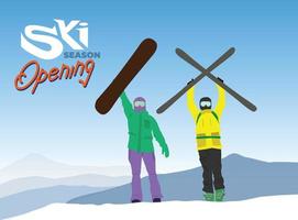 ouverture de la saison de ski vecteur