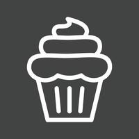 icône inversée de la ligne de cupcake à la crème vecteur