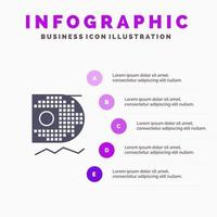 science des données science des données exploitation minière icône solide infographie 5 étapes fond de présentation vecteur