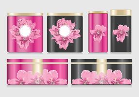 Fleurs sur le bouchon de boîte Mockup Vector