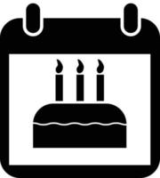 calendrier en icône de gâteau sur fond blanc. signe de calendrier de jour de naissance. style plat. vecteur