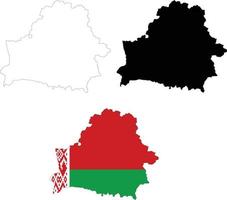 carte biélorussie sur fond blanc. contour de la carte de la biélorussie. carte vectorielle de la biélorussie avec le drapeau à l'intérieur. vecteur