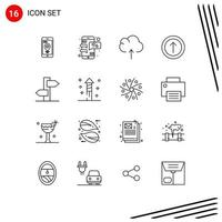 ensemble de 16 icônes d'interface utilisateur modernes symboles signes pour poteau indicateur vacances nuage direction flèche éléments de conception vectoriels modifiables vecteur