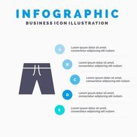 vêtements de plage shorts solides icône infographie 5 étapes fond de présentation vecteur