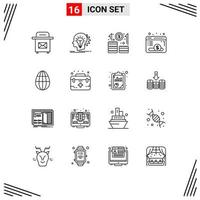 symboles d'icônes universels groupe de 16 contours modernes d'éléments de conception vectoriels modifiables du navigateur de site Web d'entreprise de fonds de pâques vecteur