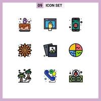 9 icônes créatives signes et symboles modernes d'image thanksgiving ouvert tournesol automne éléments de conception vectoriels modifiables vecteur