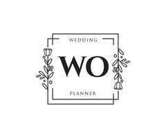 initial wo logo féminin. utilisable pour les logos nature, salon, spa, cosmétique et beauté. élément de modèle de conception de logo vectoriel plat.